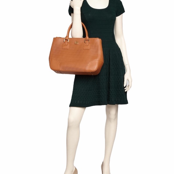 Tory Burch Robinson Perforated Tote Bag Tan - Picture 11 of 11